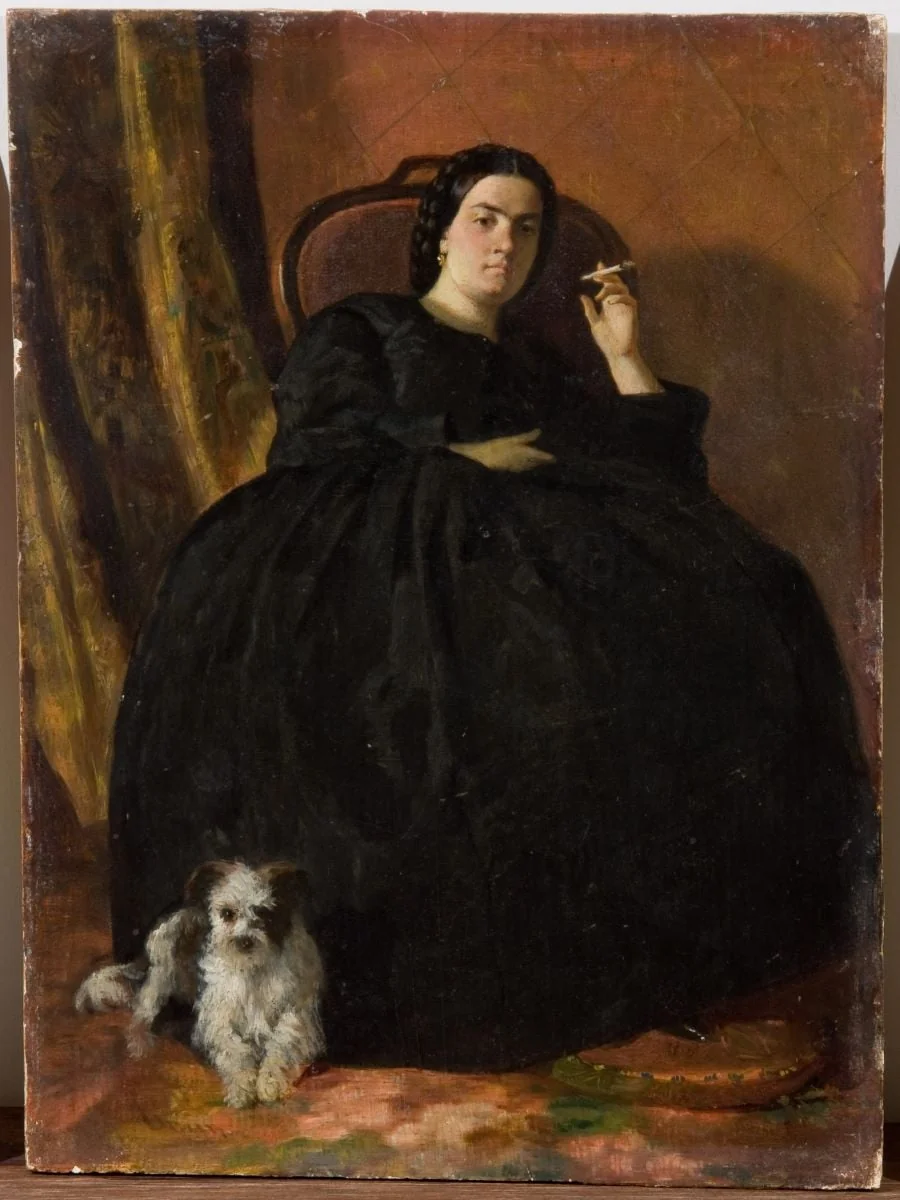 Femeia cu câinele, by Theodor Aman, unspecified, 1862