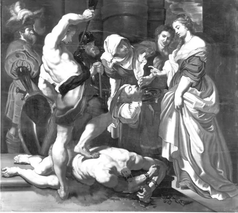 Salome is given the head of John the Baptist by the executioner