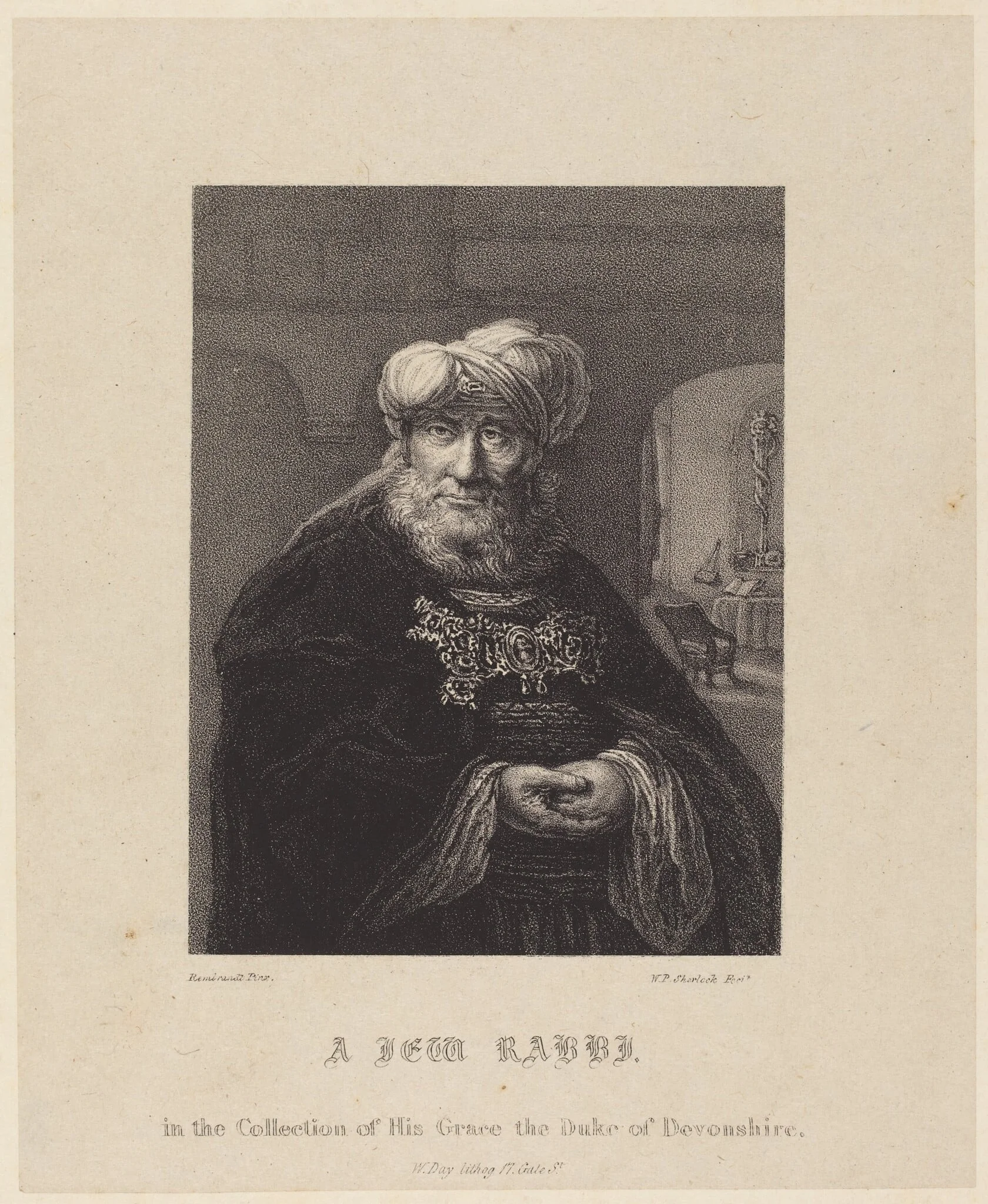 A Jewish Rabbi, by William P. Sherlock, ink, 1800