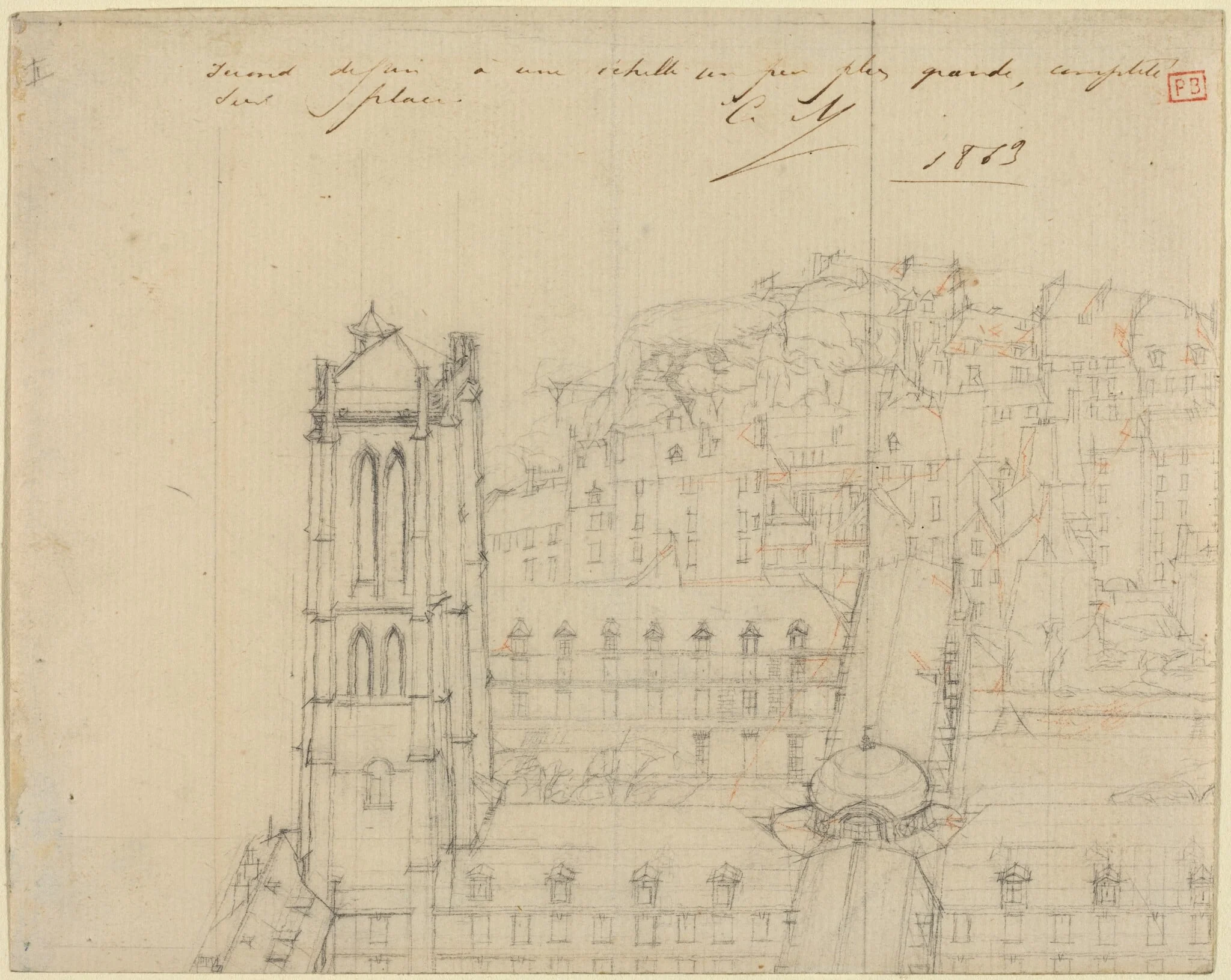 College Henri IV, by Charles Meryon, graphite, 1863