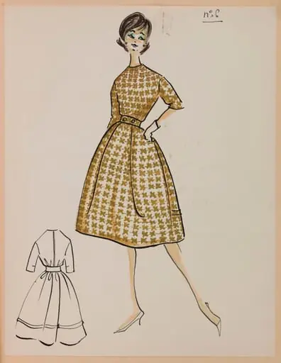 Robe cintrée à motif de croix marron
