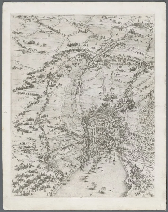 The Siege of La Rochelle: Plate 6, by Jacques Callot, 1629