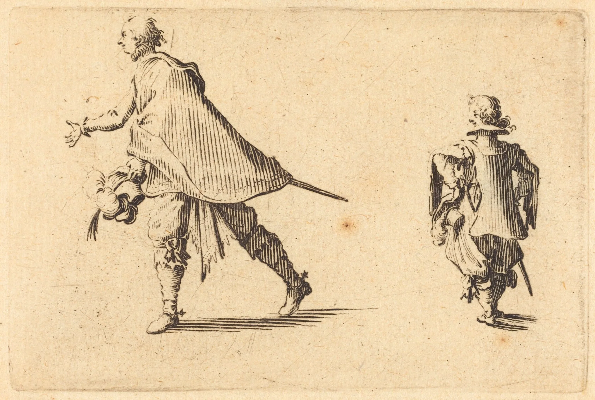 Gentleman and His Page, by Jacques Callot, ink, 1622
