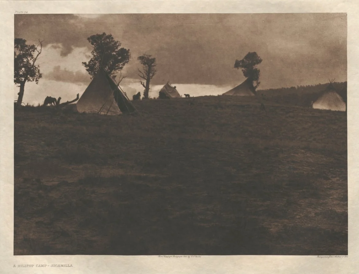 Portfolio I, Plate 24: A Hilltop Camp-Jicarilla, by Edward S. Curtis, 1904