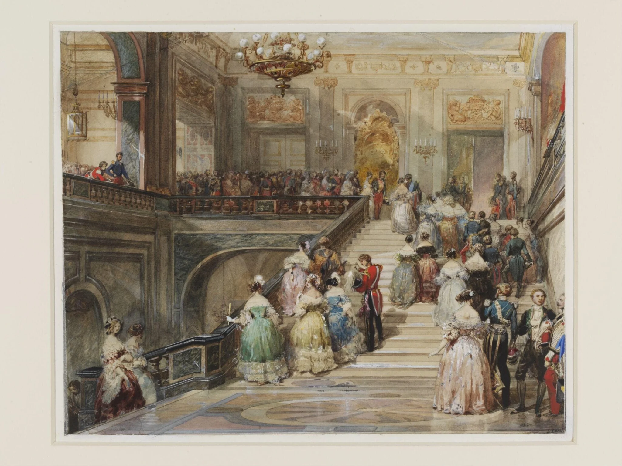 Fete at the Chateau de Versailles in 1837, by Lami, watercolor, 1850
