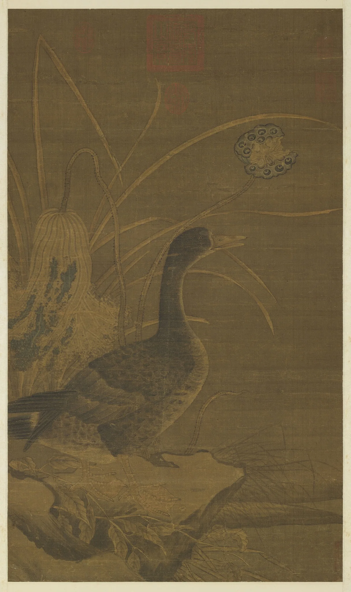 Autumn Lotuses and Wild Goose