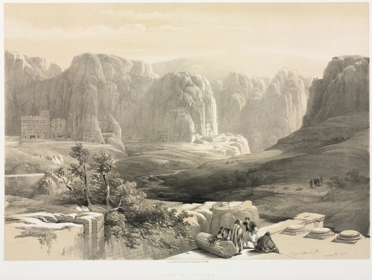 The Holy Land, Syria, Idumea, Arabia, Egypt & Nubia (Vol. III): Petra, Looking South, by Louis Haghe, 1842