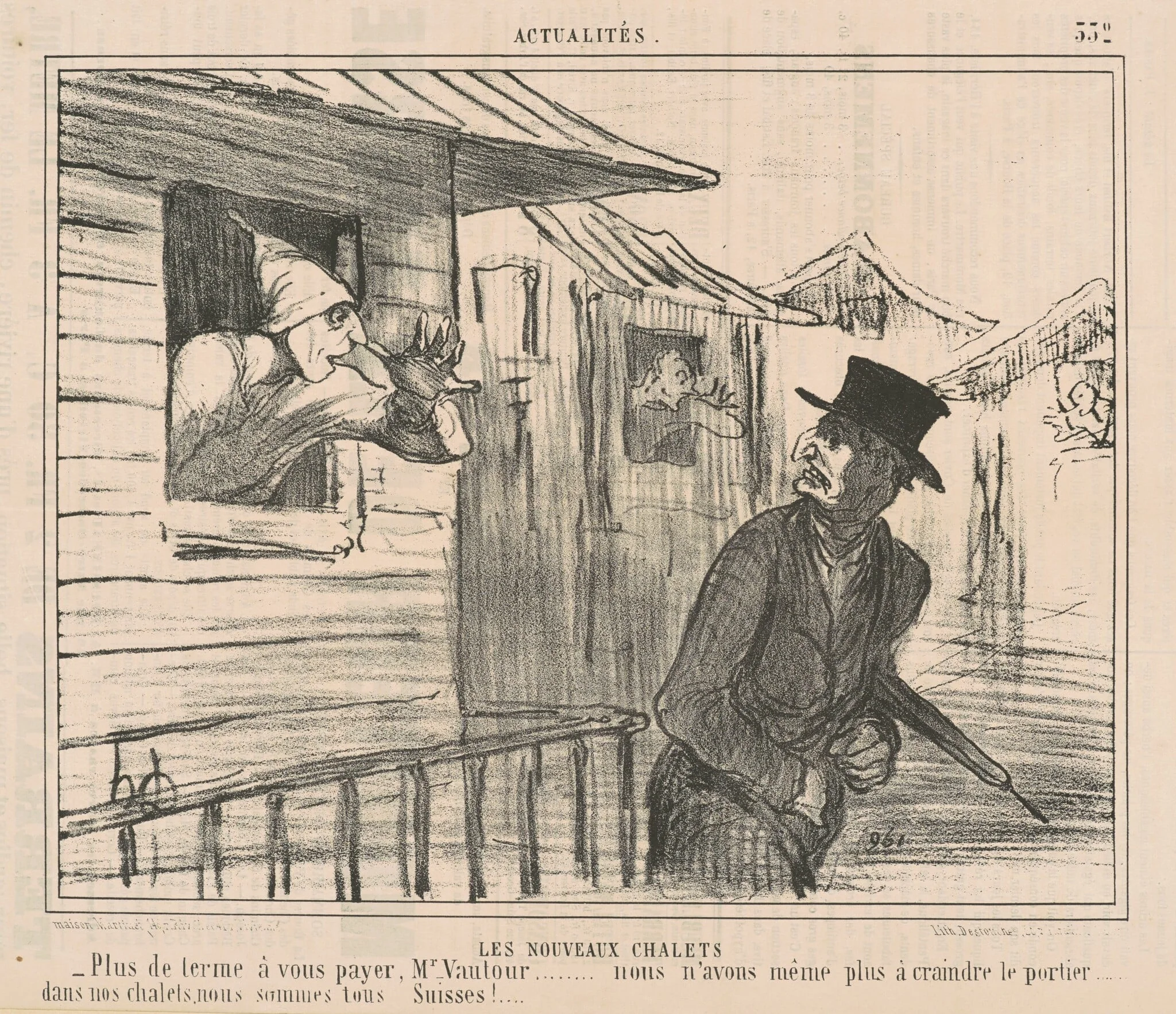 Les nouveaux chalets, by Honoré Daumier, ink, 1856
