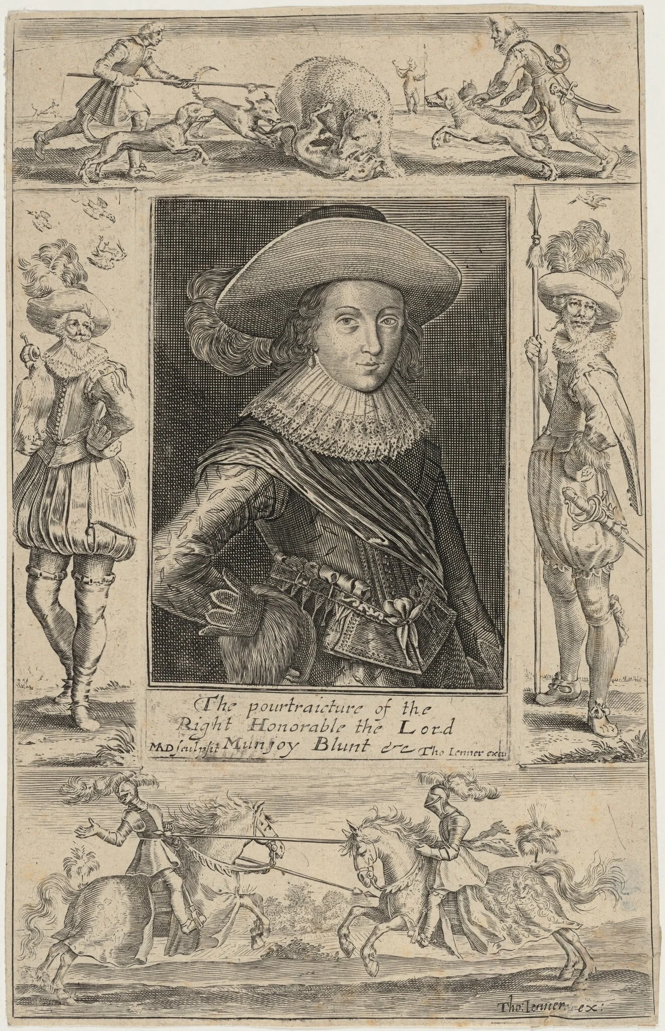 Mountjoy Blount, First Earl of Newport, by Martin Droeshout, ink, 1610