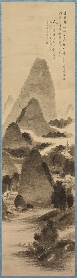 Mountain View and Blue Water, by Tanomura Chikuden, unspecified, 1804