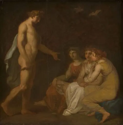 Apollo charging the Parcae to visit Ceres, who has fled from the Earth