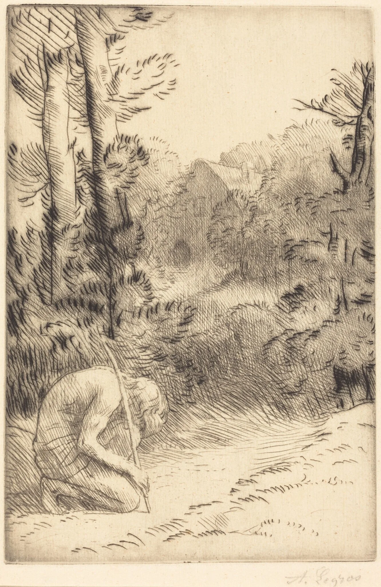 The Prodigal Son, 2nd plate (L'enfant prodigue), by Alphonse Legros, ink, 1874