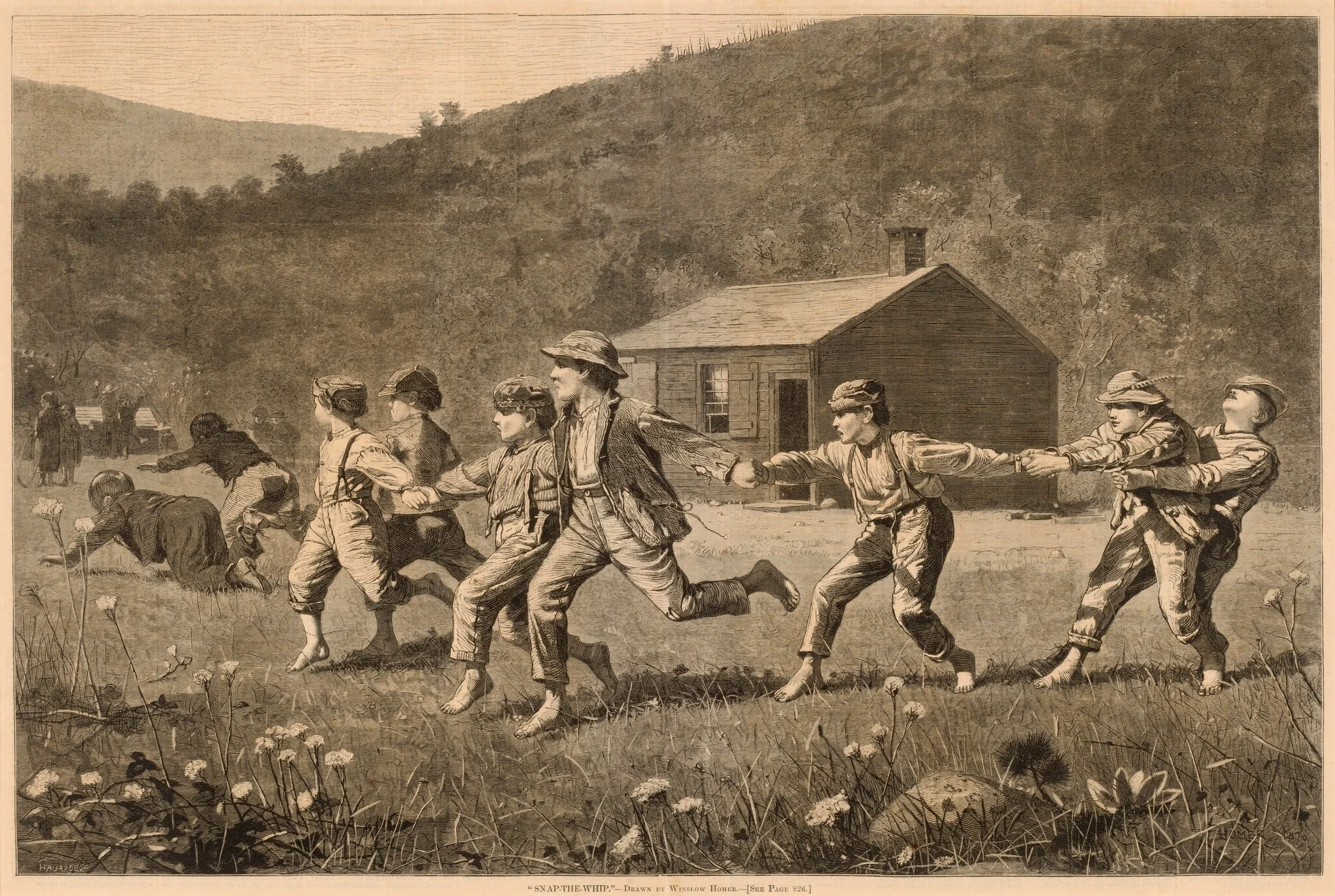 Snap-the-Whip, by Lagarde, ink, 1873