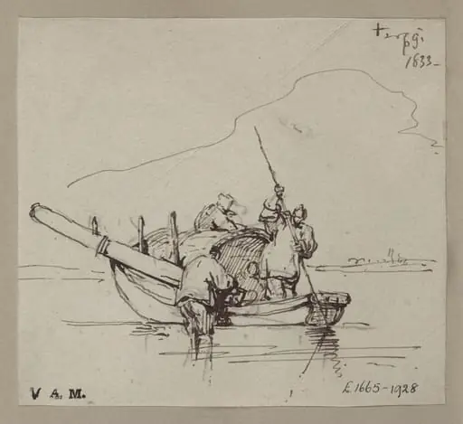 A Tanka boat in shallow water