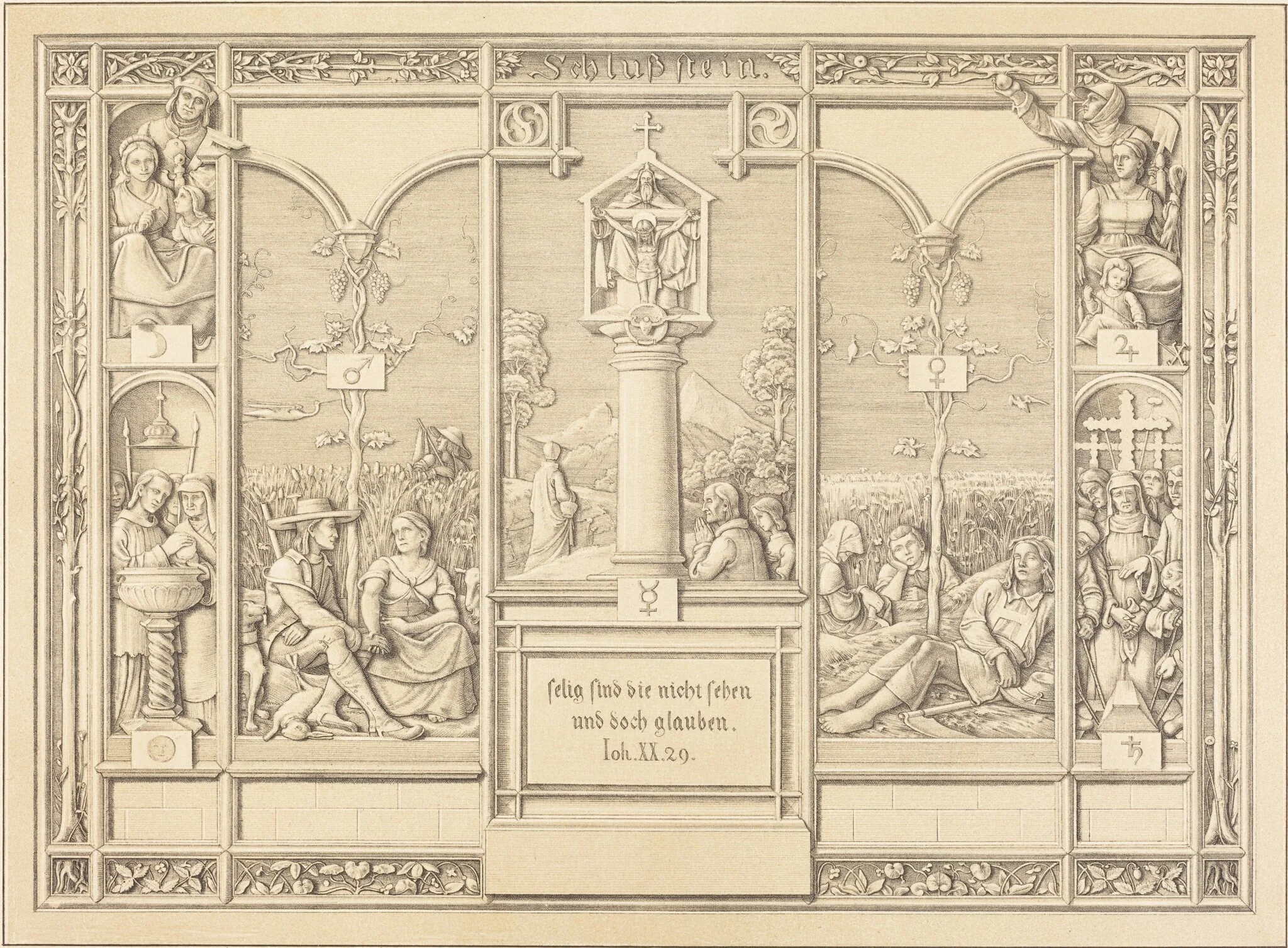 Tailpiece: Selig sind die nicht sehen und doch glauben (Blessed are those who do not, by Ferdinand Olivier, ink, 1823