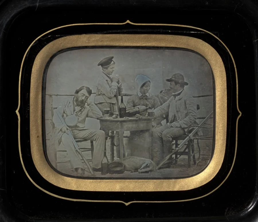 Hunting Party with Badger, Loire Valley, France, by Unknown, 1850