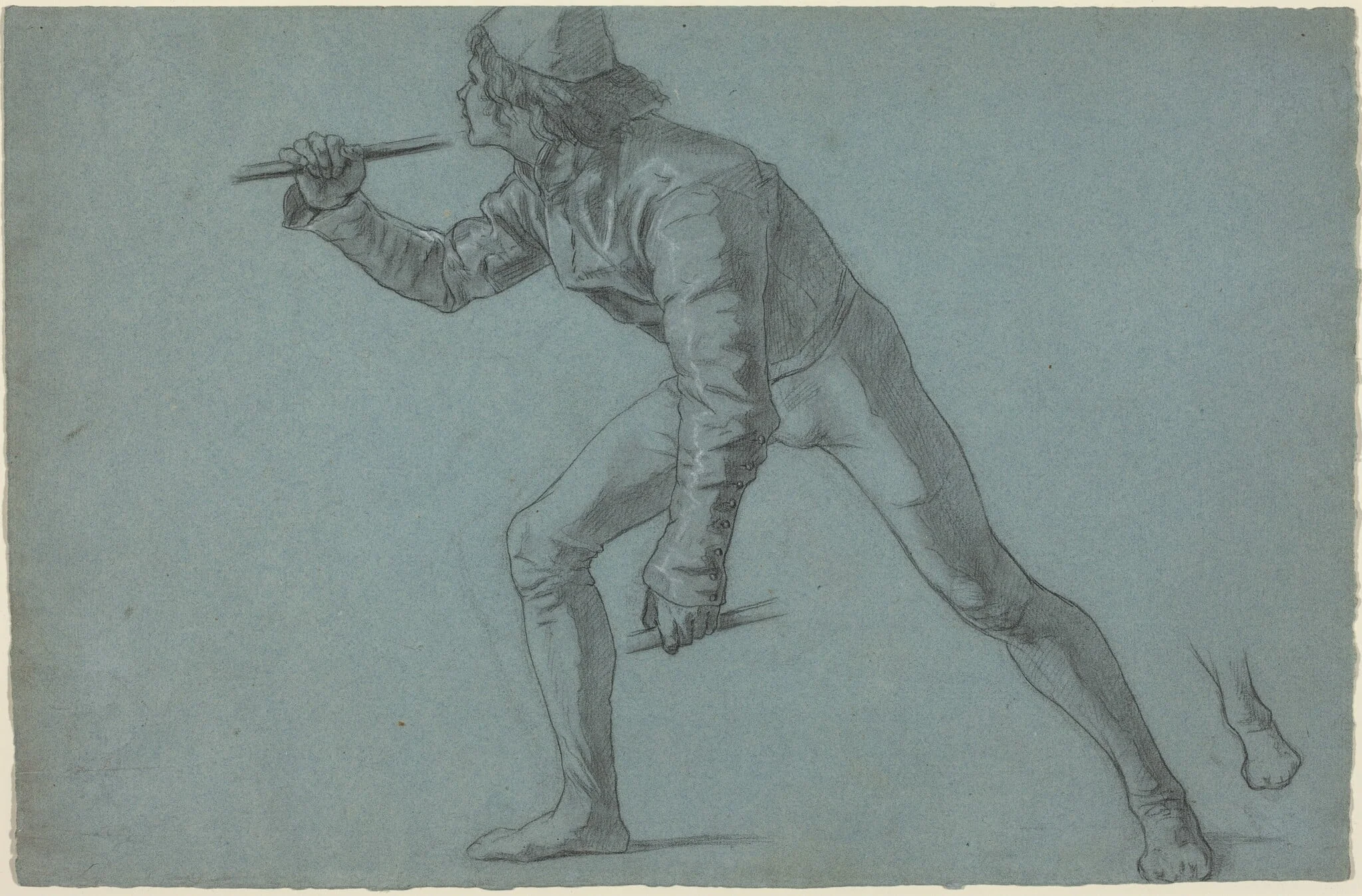 A Boy in Florentine Costume, by Thomas Couture, chalk, 1863