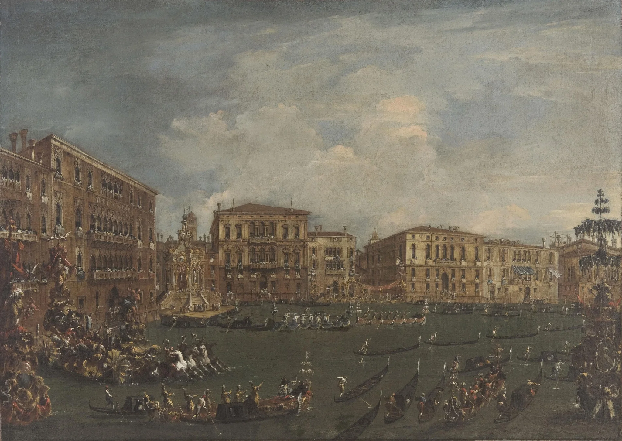 Regatta in Volta di Canal, by Francesco Guardi, oil, 1762