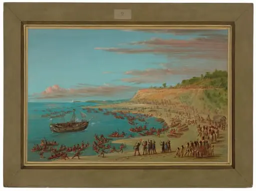 The Griffin Entering the Harbor at Mackinaw.  August 27, 1679