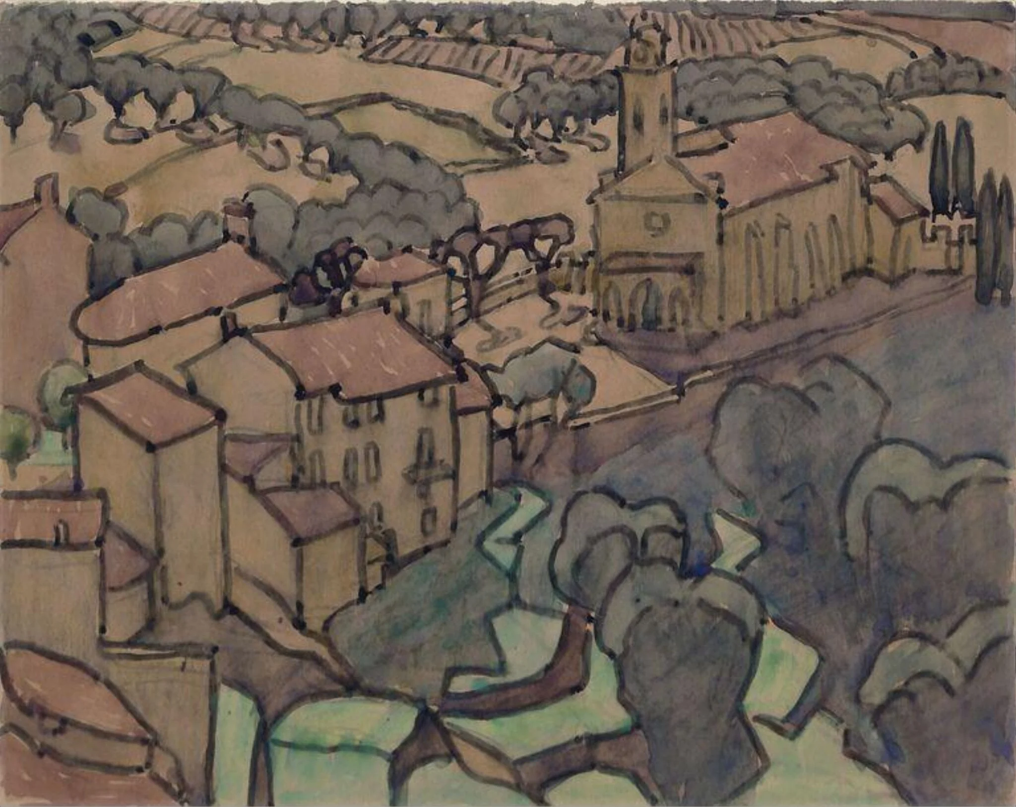 A Landscape in Provence, by Anne L. Faulkner, watercolor