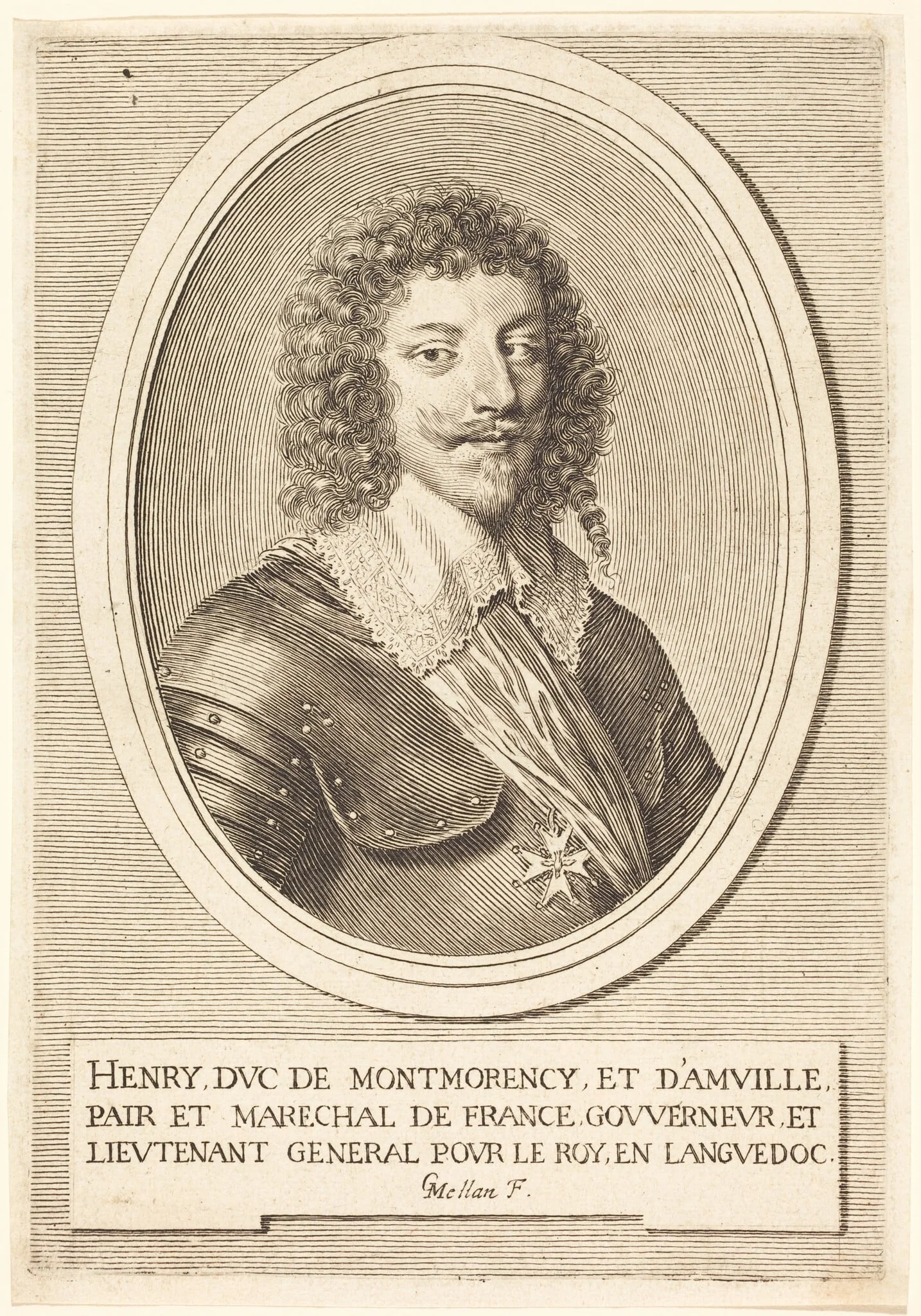 Henri II, Duke of Montmorency, by Claude Mellan, ink, 1661