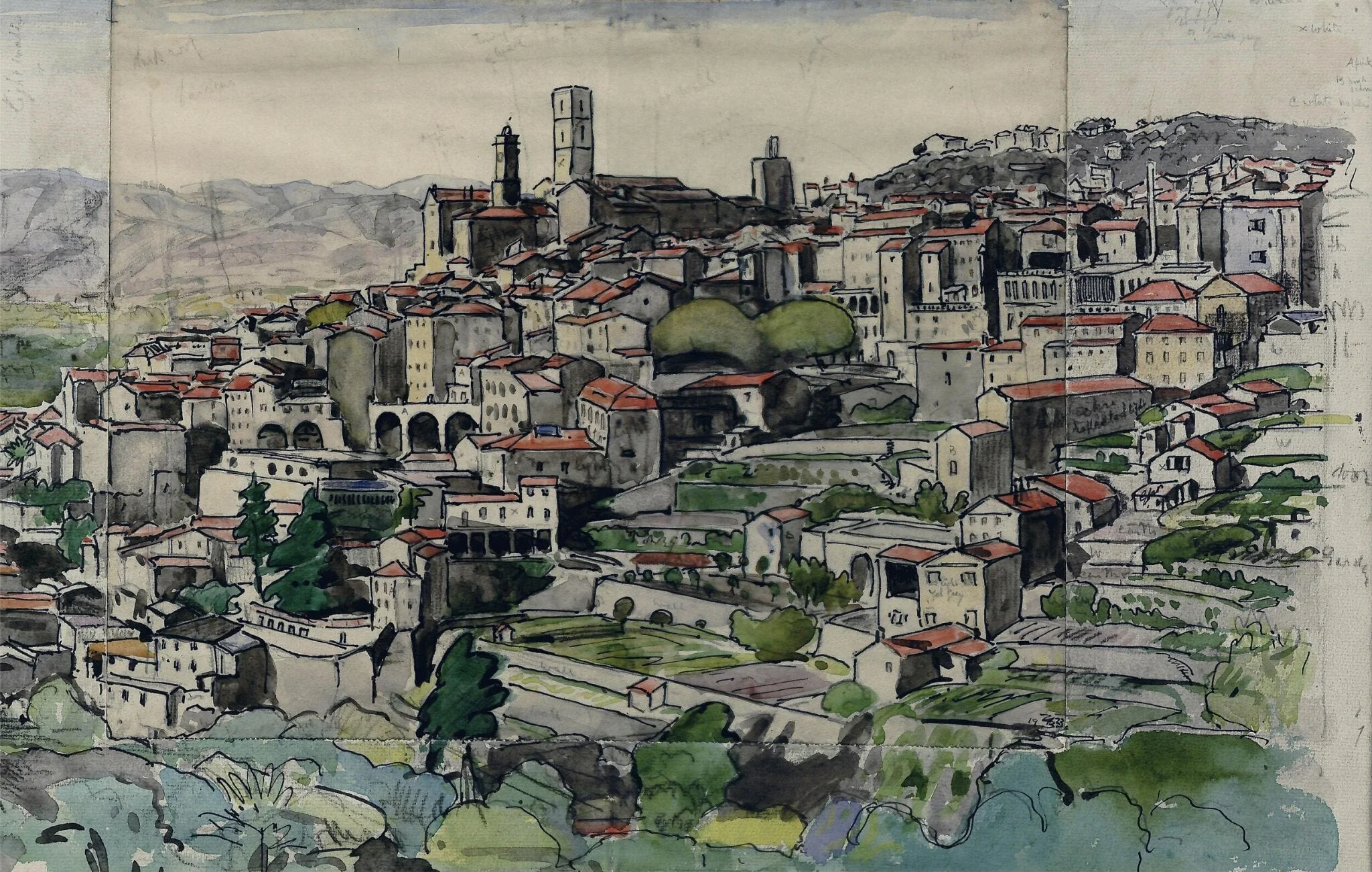 Grasse, by Thomas RI Austen-Brown, watercolor, 1923