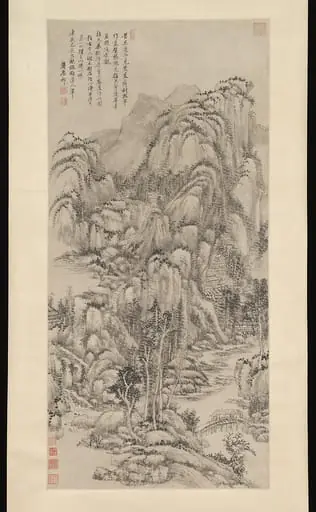 清  王原祁  倣吳鎮山水圖  軸|Landscape after Wu Zhen