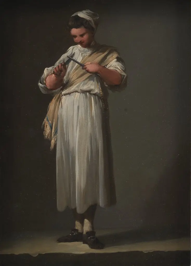 A Roman Cook´s Boy Sharpening a Knife