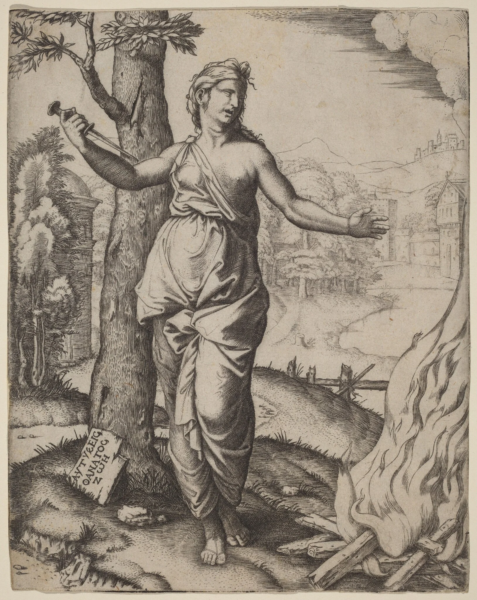 Dido, by Marcantonio Raimondi, ink, 1510