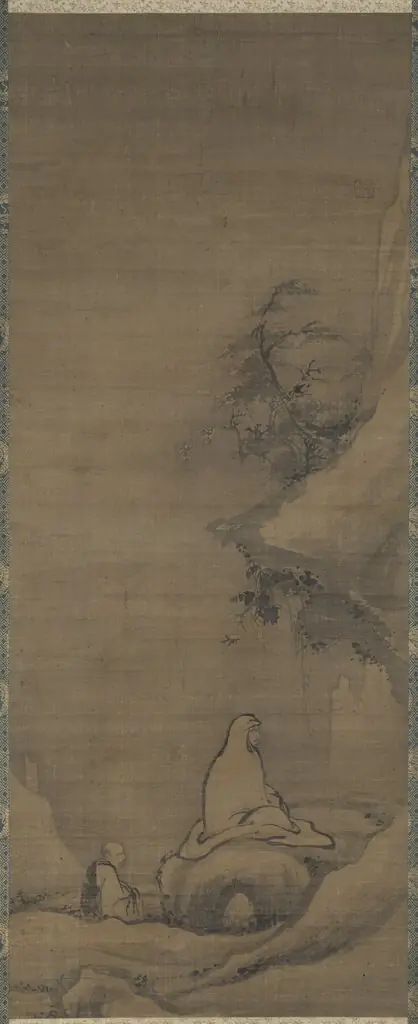 Bodhidharma Meditating Facing a Cliff