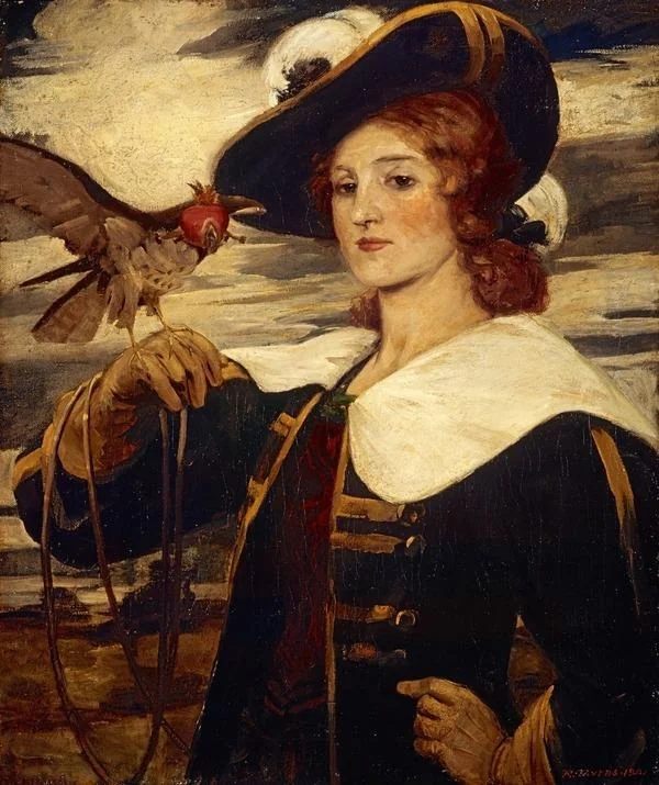 A Girl with a Hawk, by Robert Burns, unspecified, 1901