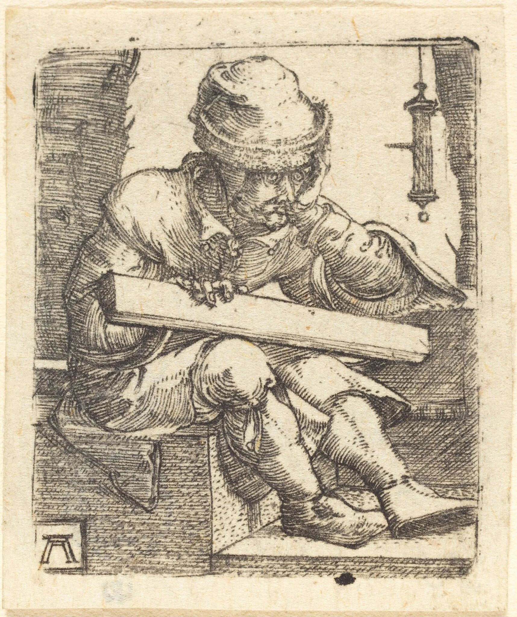 The Pensive Carpenter, by Albrecht Altdorfer, ink, 1525