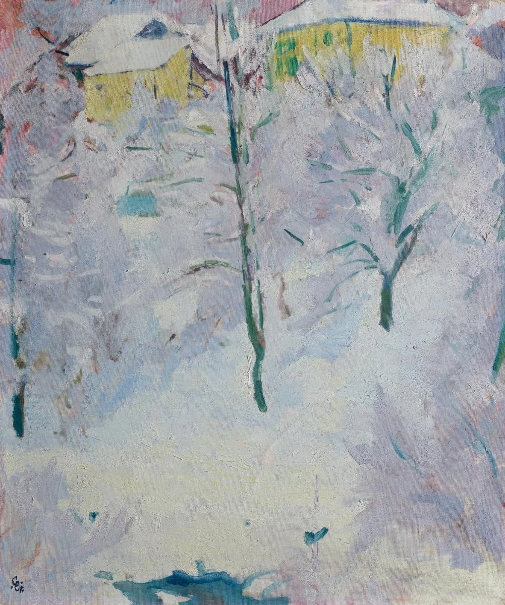 Alberi nella neve, by Giovanni Giacometti, oil, 1921