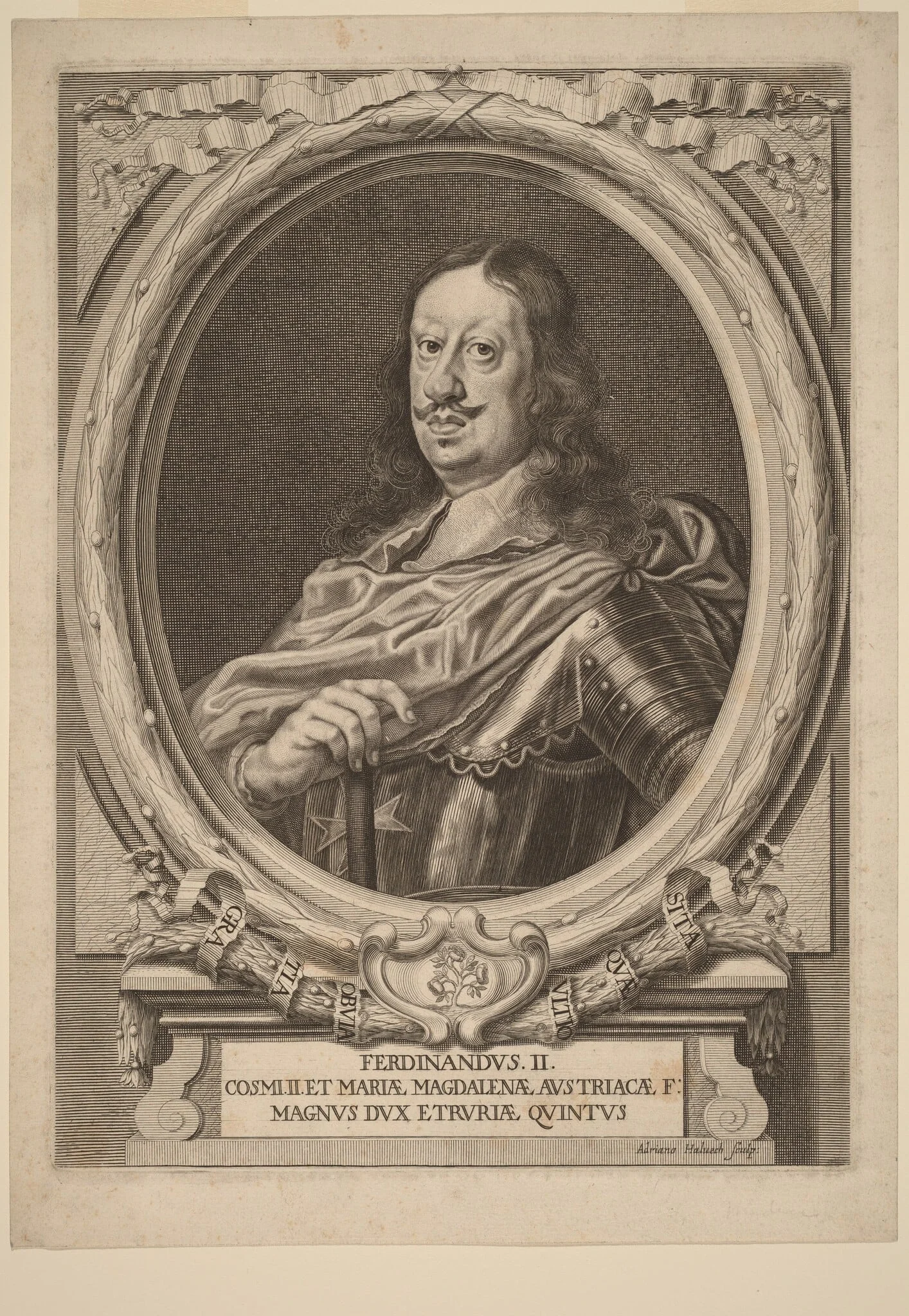 Ferdinando II, Grand Duke of Tuscany, by Adriaen Haelwegh, ink, 1691
