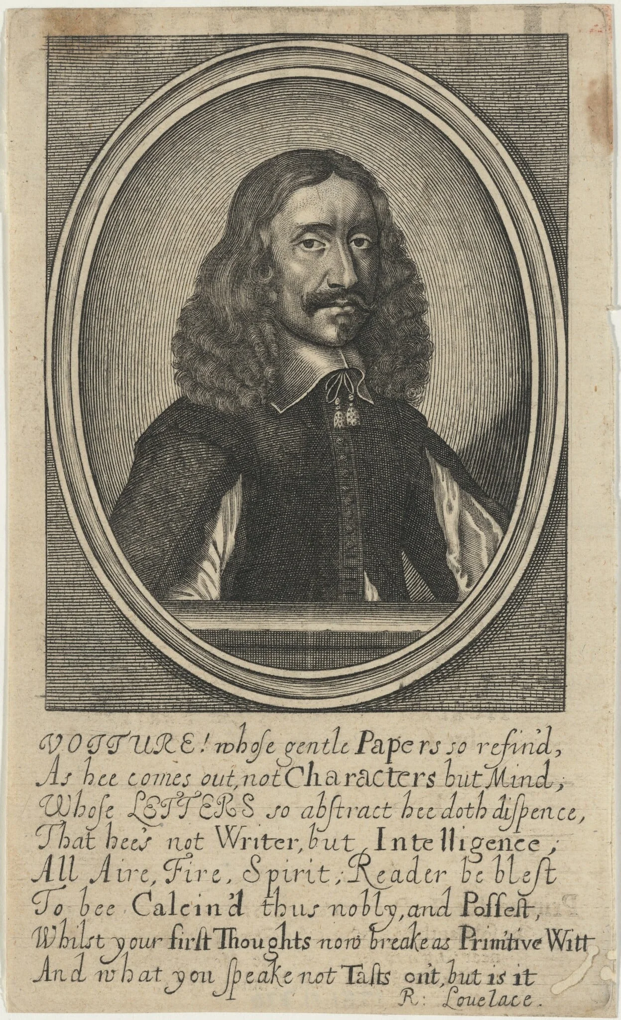 Vincent Voiture, by William Faithorne, ink, 1670