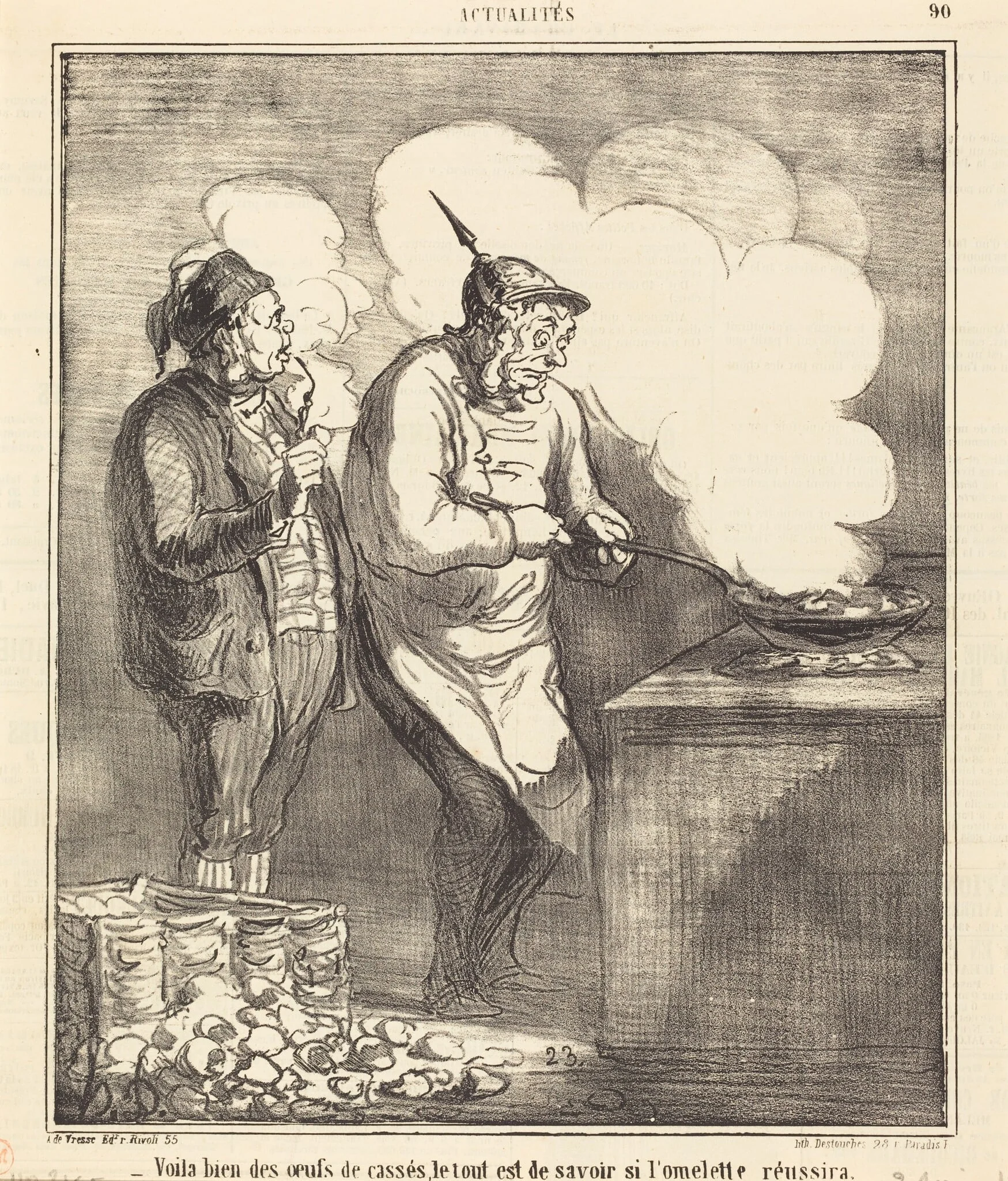 Voila bien des oeufs de cassés..., by Honoré Daumier, ink, 1866