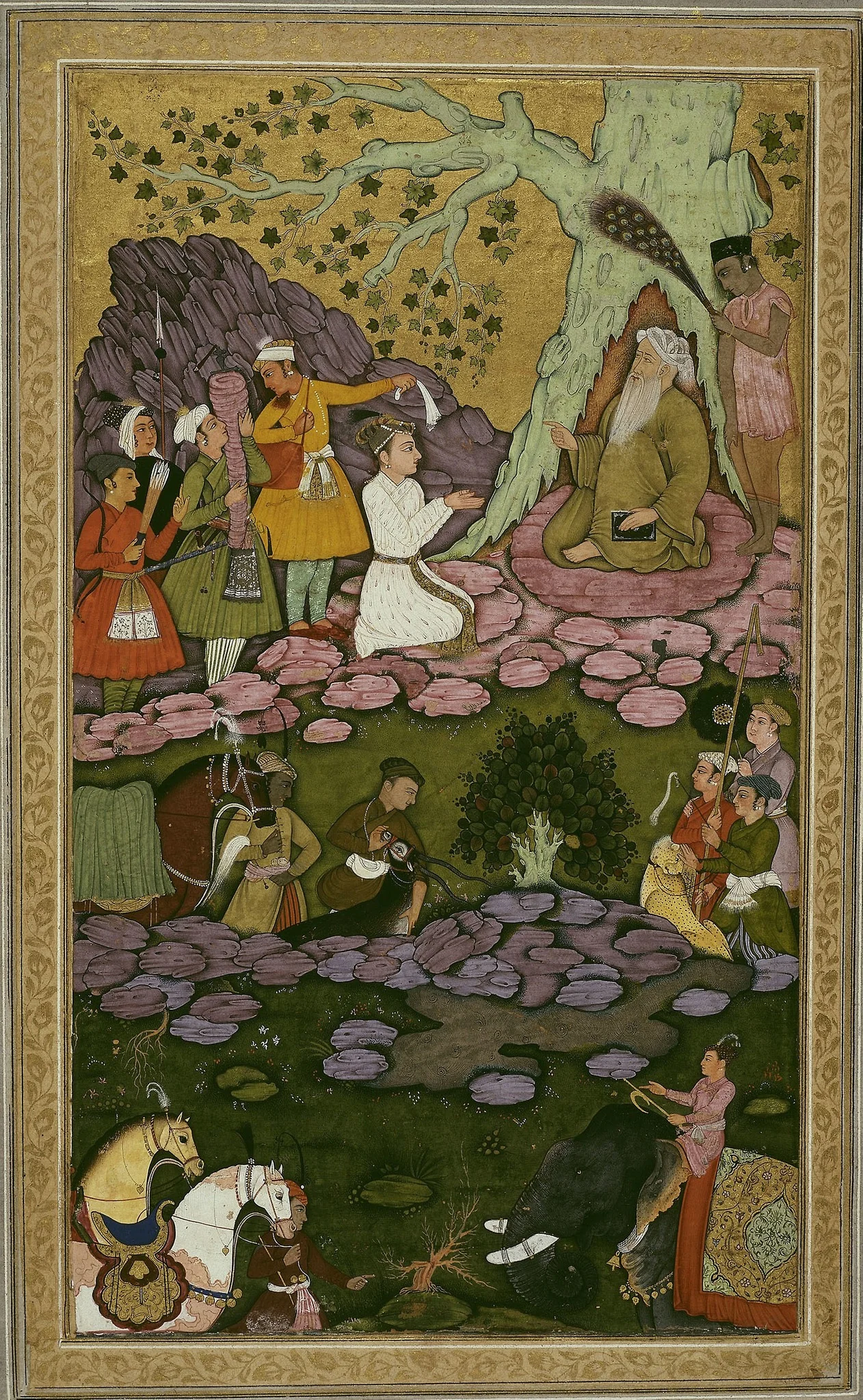 Prince Visiting an Ascetic during a Hunt, by Unknown, unspecified, 1637