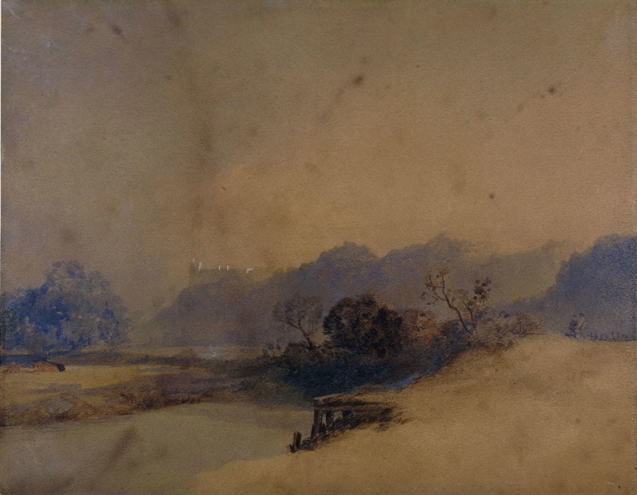 Distant view of Arundel Castle, by James Baker Pyne, watercolor, 1820