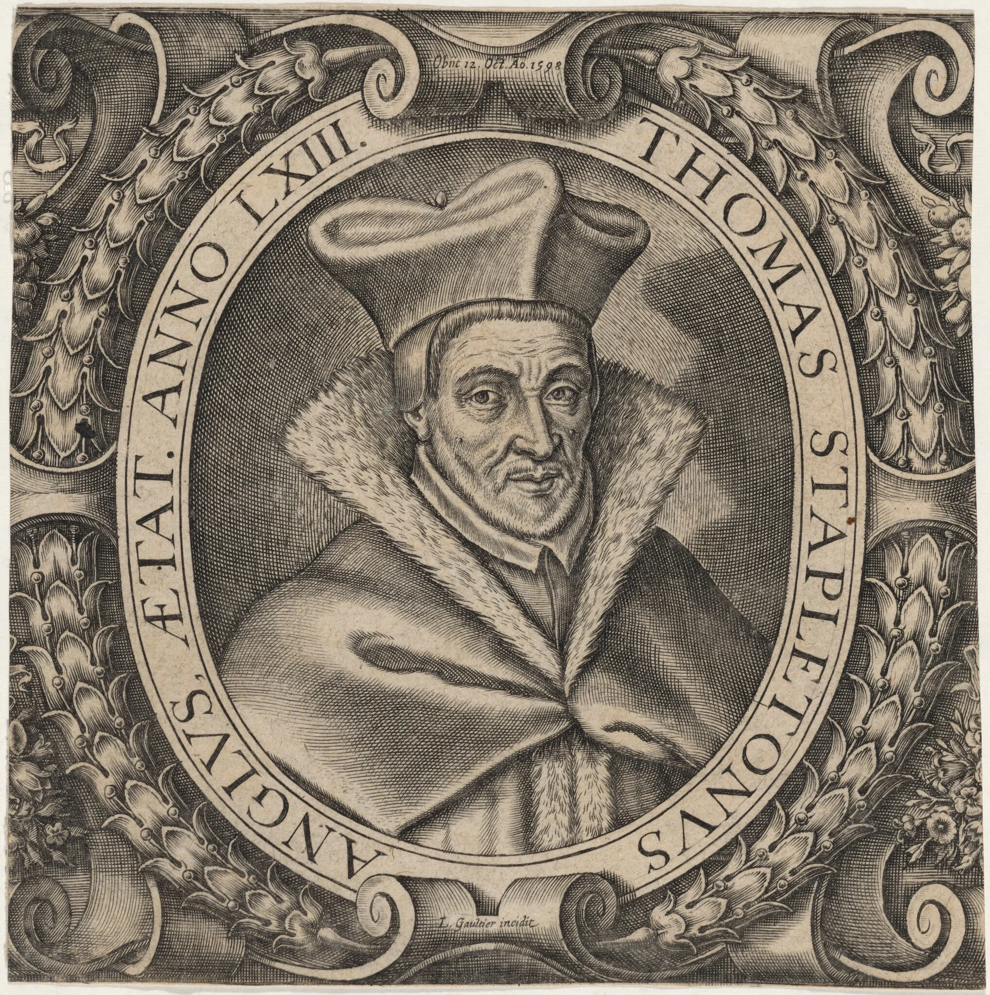Thomas Stapleton, D.D., by Léonard Gaultier, ink, 1601