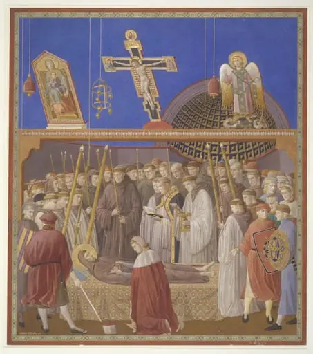Copy after the painting Death of St Francis by the  Master of the St Francis cycle in the Upper Church, San Francesco, Assisi