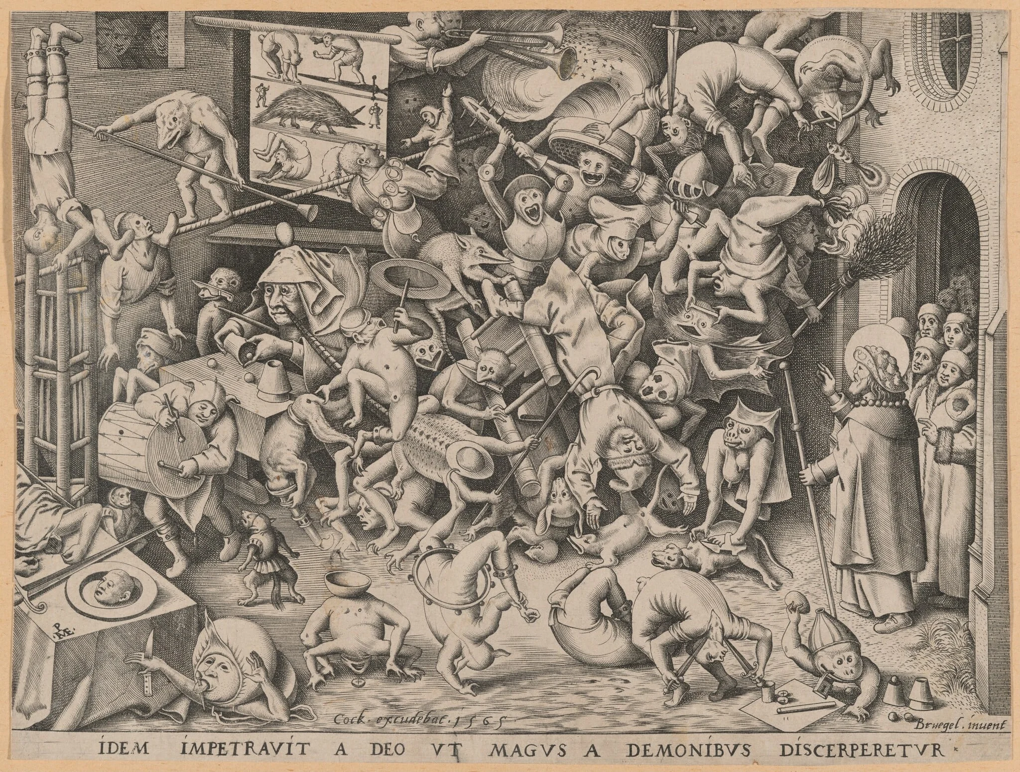 The Fall of the Magician, by Pieter van der Heyden, ink, 1565