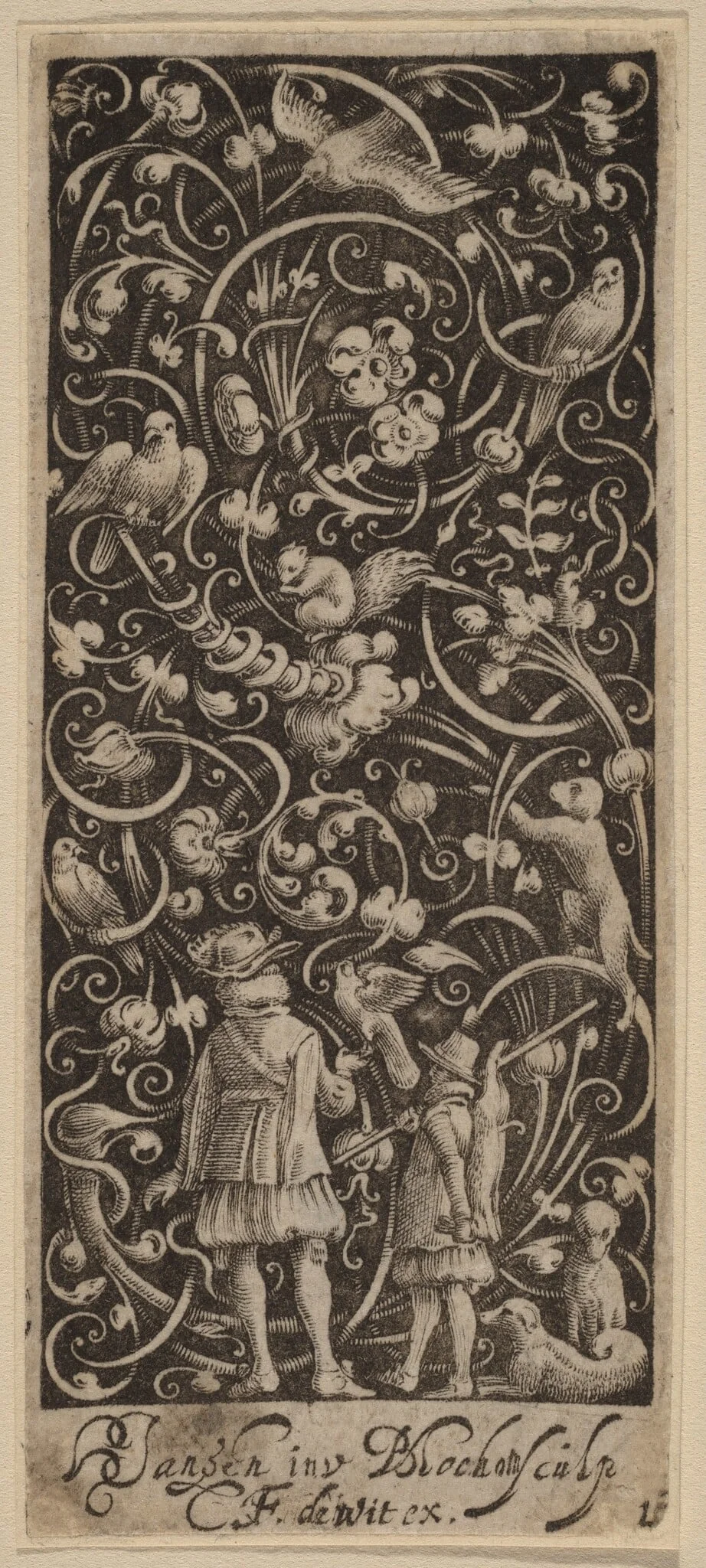 Ornament with Foliage and Birds, by Bartolomeus van Lochom, ink, 1618