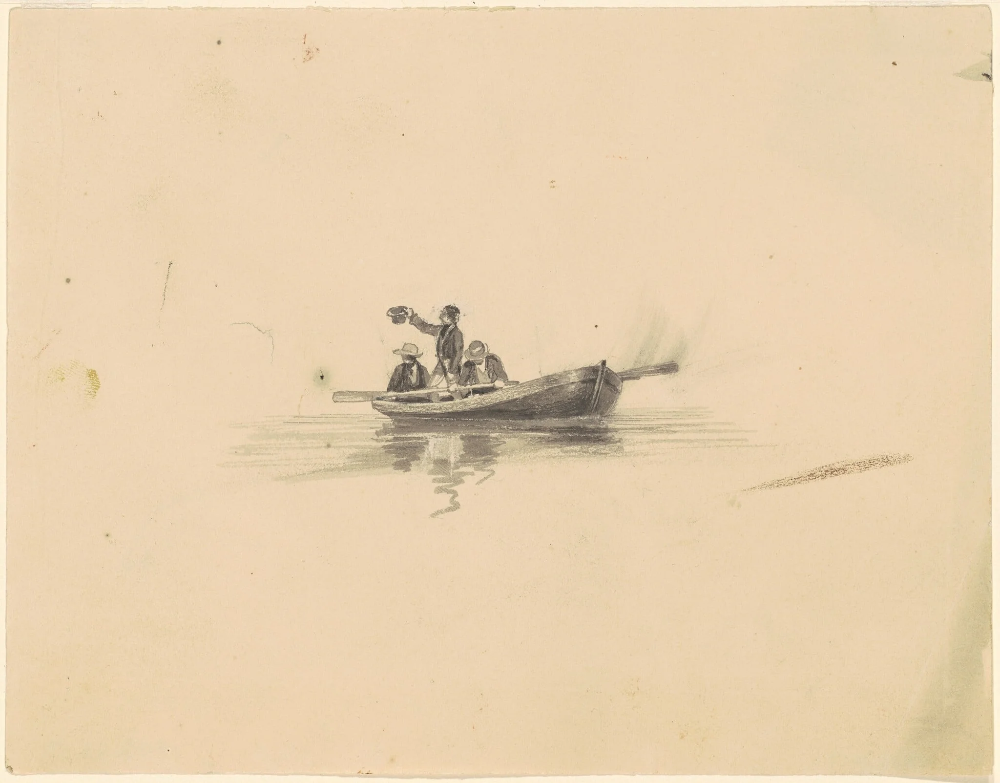 Men in a Rowboat, by James Goodwyn Clonney, ink, 1845