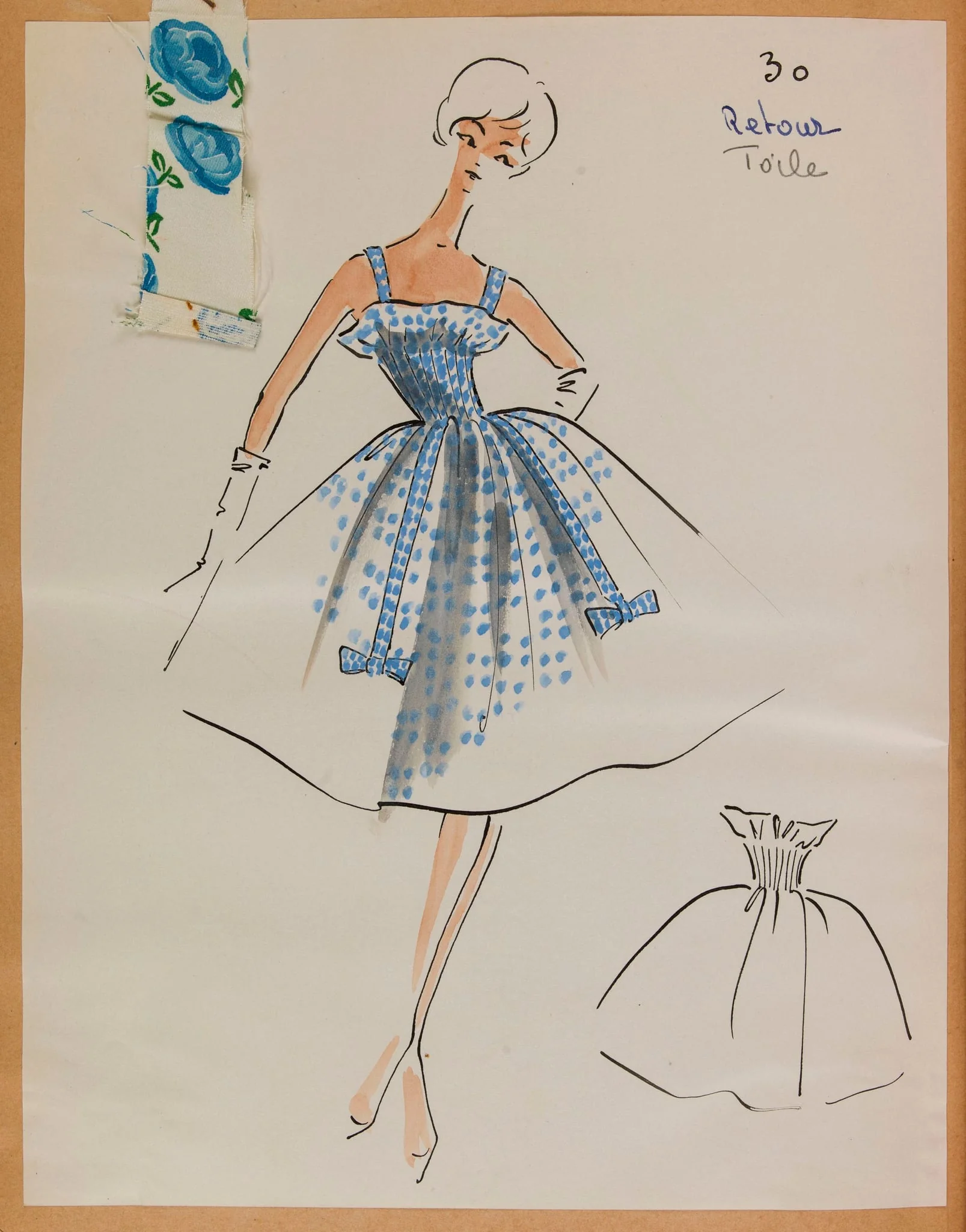 Robe à bretelles à petites fleurs bleues, by Marie-Louise Carven, 1957