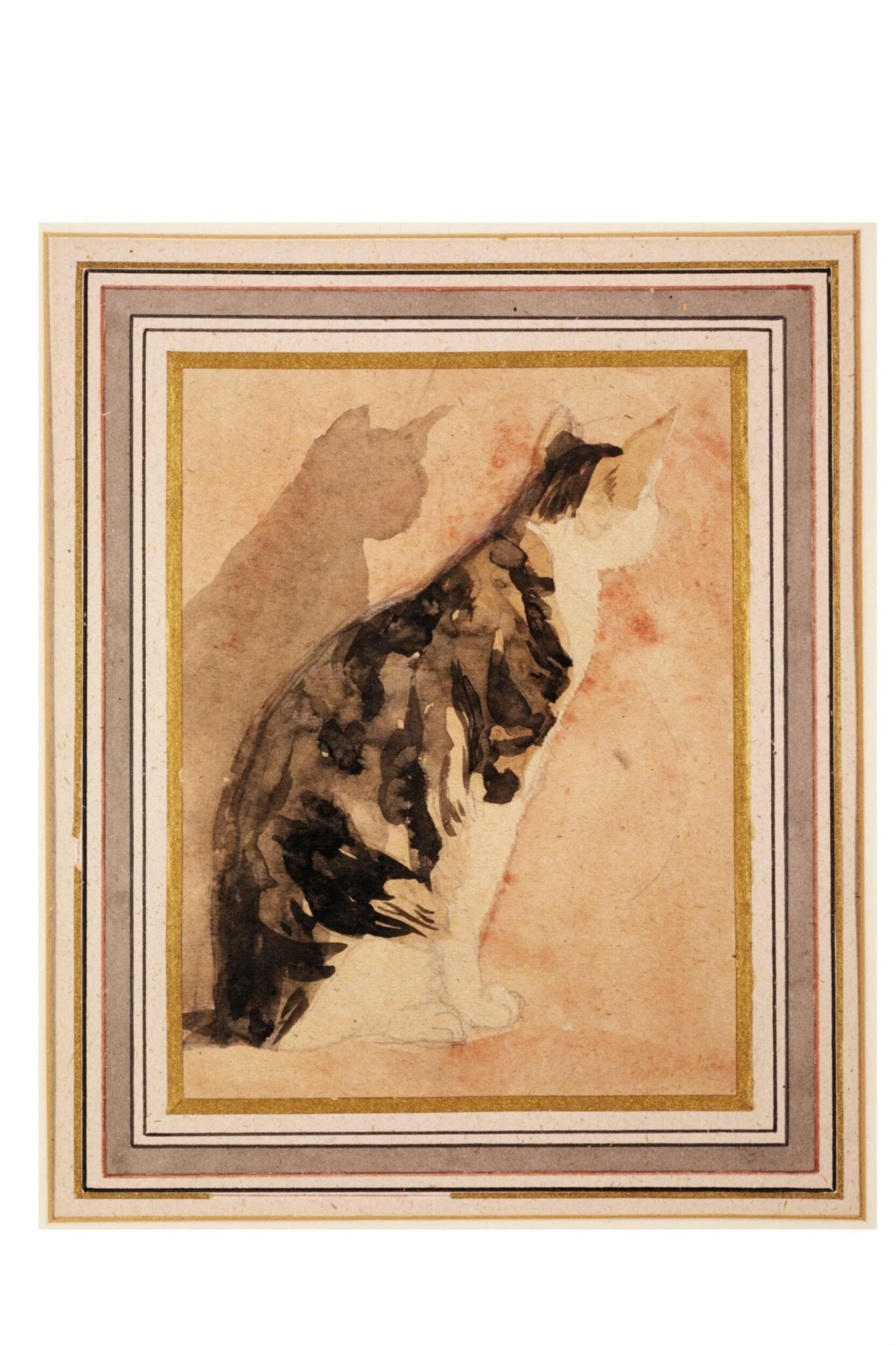 Sketch of a seated cat, by Gwen John, watercolor, 1906