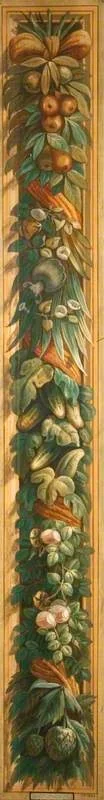 Fruit and Flowers (copy of a painted border in the Palazzo Ducale, Mantua), by Moritz Meurer, tempera, 1887