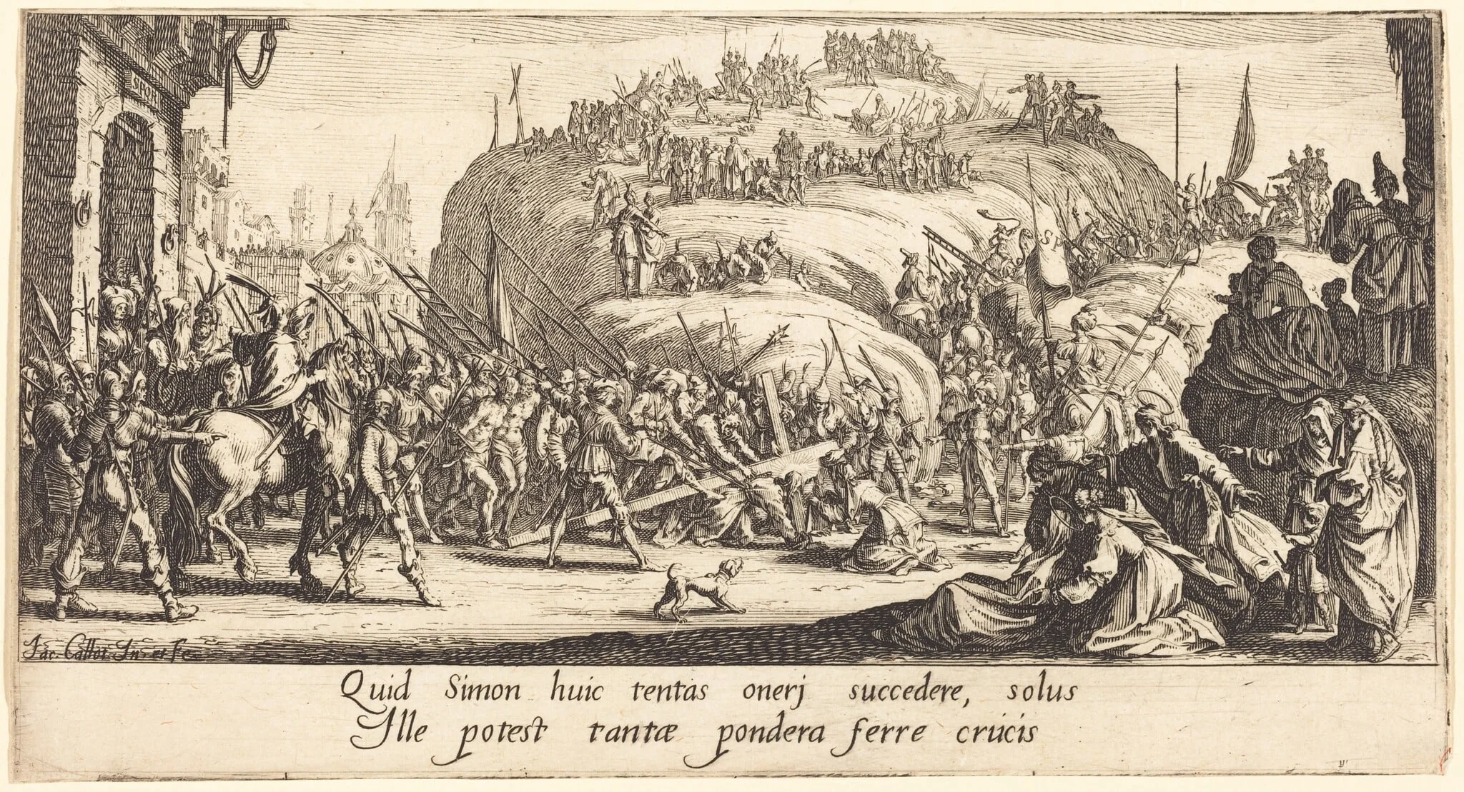 The Carrying of the Cross, by Jacques Callot, ink, 1618