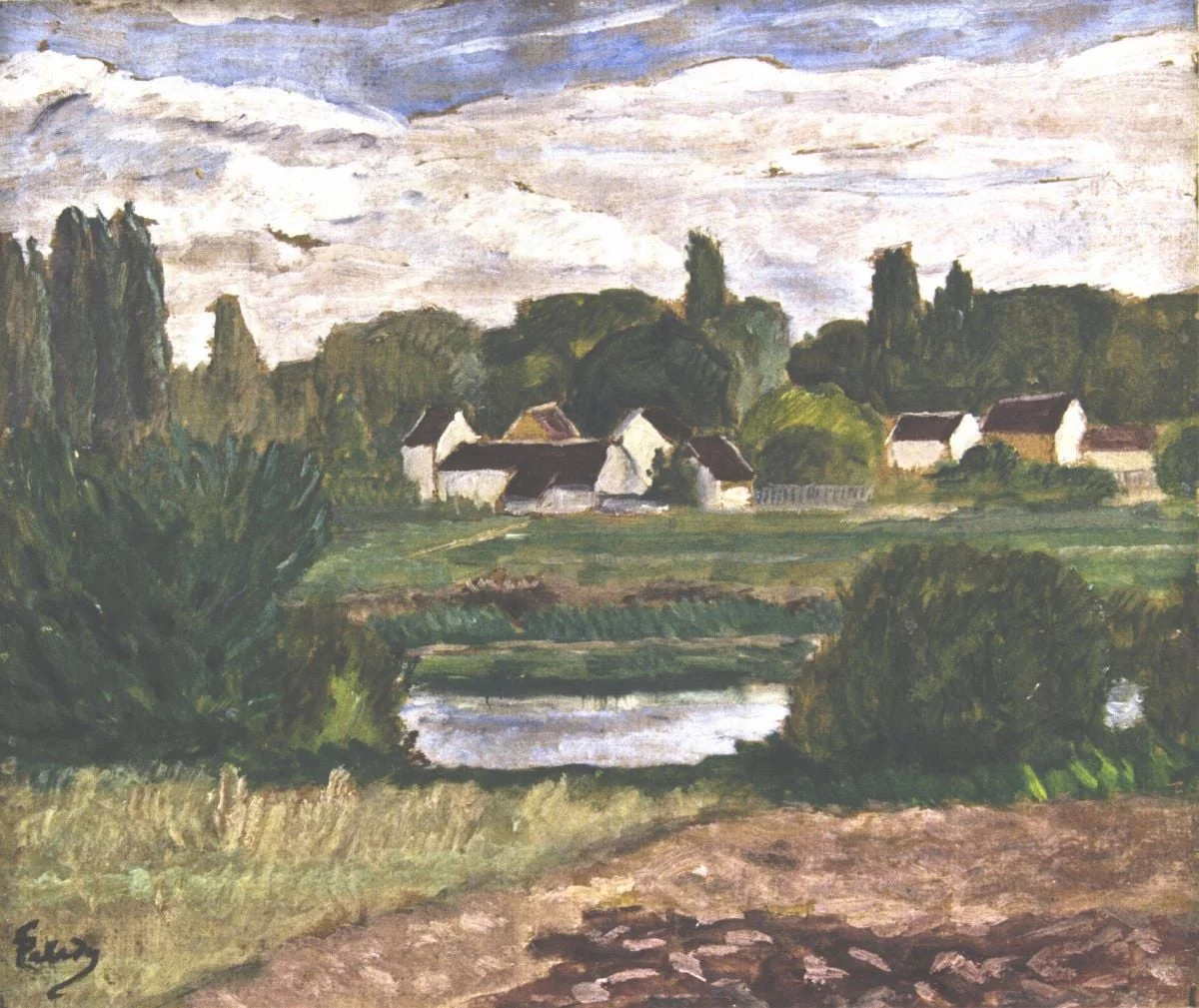 Peisaj de țară cu case și lac, by Theodor Pallady, unspecified, 1926