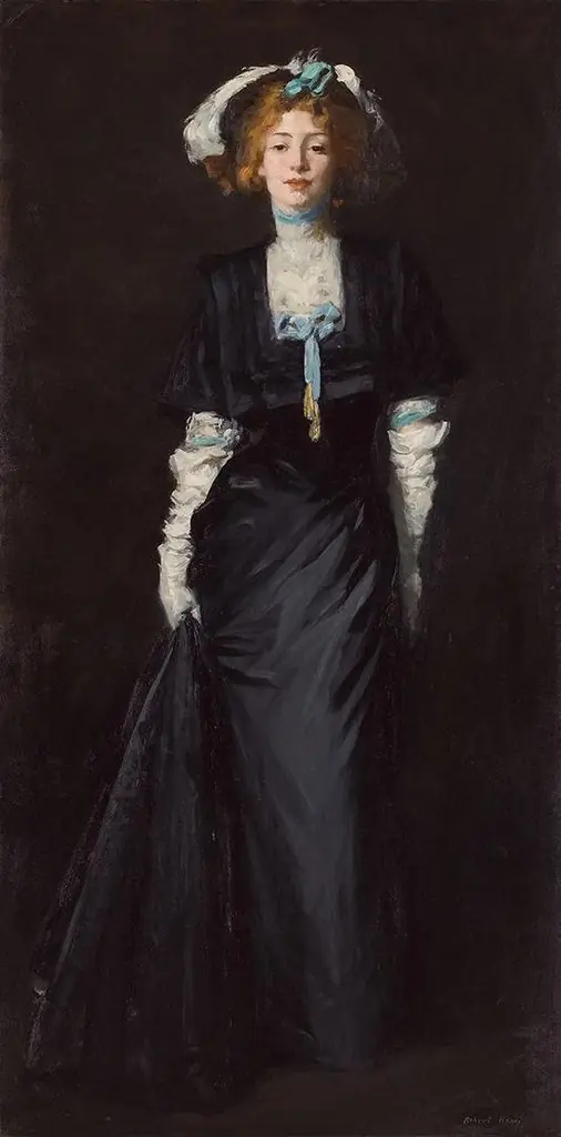 Jessica Penn in Black with White Plumes