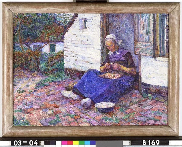 Aardappelschillende vrouw, by Jo Koster, oil, 1916